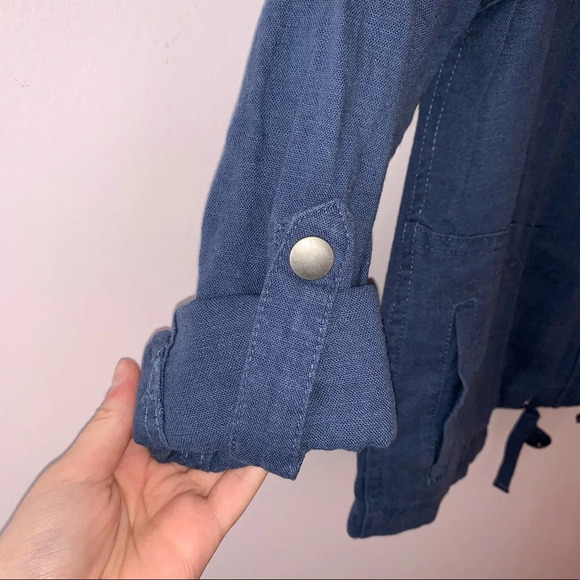 Style & Co. NWT Blue Linen Blend Utility Full Zip Jacket Small Women’s - Picture 5 of 12